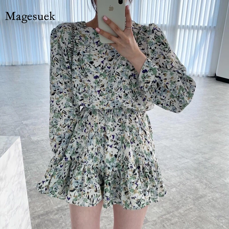 

Spring Floral Dress Women Plus Size Korean Chic Loose Casual Party Dress Long Sleeve Round Collar Print Dresses Vestidos 13472