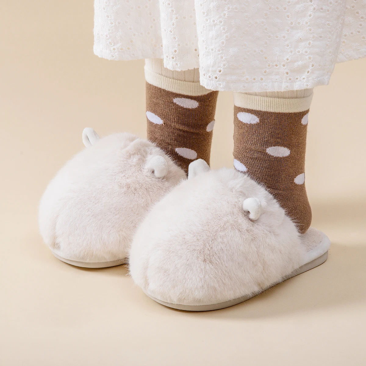 

Children Winter Soft Plush Fluffy Slippers For Home Kid Girl Boy Flat Shoes Woman Warm Room Cute Rabbit House Fur Slipper Indoor