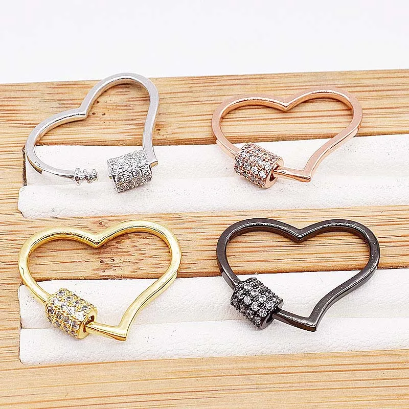 

25mm 2pcs/lot Women's High Quality CZ-inlaid Heart Pearl Bracelet Buckle, necklace buckle, sweater chain connection buckle