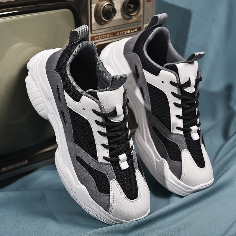 

Sneakers Autumn Men Sport Casual Shoes Mens Causal Breathable Trainers Sneakers Mesh Slip On Fashion Men Solid White Knitting