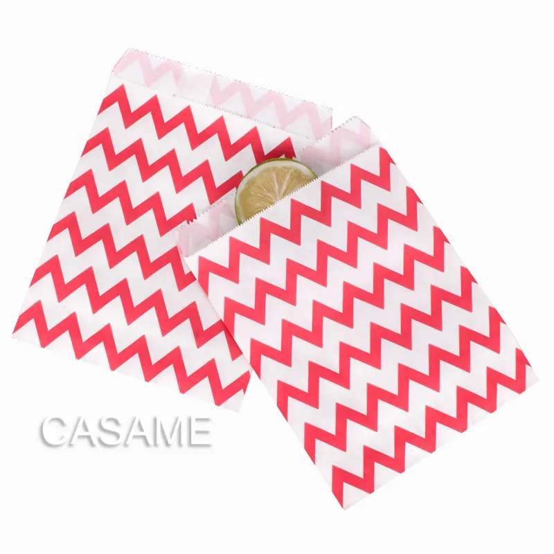 red Chevron 25pcs Свадебный подарок для гостей пакет сумки печенья пакет подарки на праздник Декор упаковочные бумажные пакеты - Цвет: red Chevron 25pcs