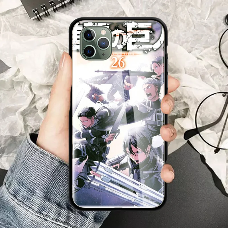 

Attack On Titan 4 Glass Cases For Apple iPhone 11 12 Pro Max SE 2020 XR XS X 7 8 6 6S Plus Tempered Phone Coque Shell