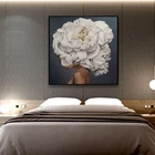 Настенная картина с изображением женщины и цветов в скандинавском стиле