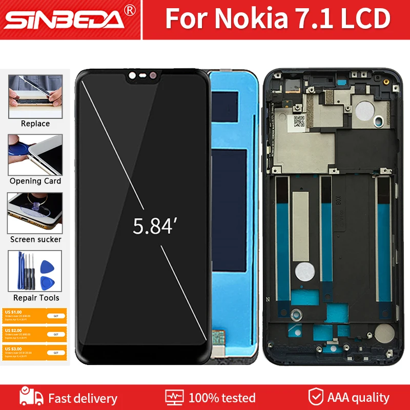 5 84 &quotс рамкой lcd для NOKIA 7 1 TA-1085 TA-1095 TA-1096 ЖК-дисплей сенсорный экран дигитайзер