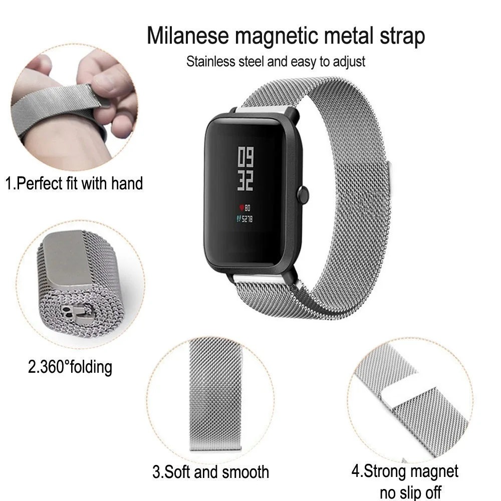 Металлический ремешок Миланская петля для Xiaomi Huami AMAZFIT Stratos 2 2s Pace 22 мм браслет Amazfit