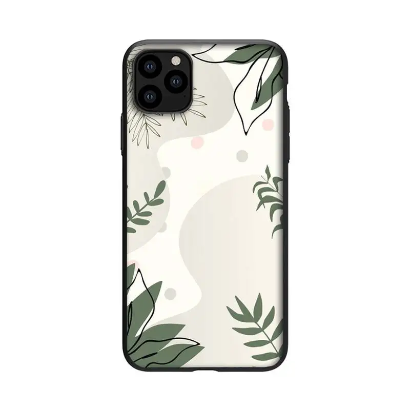 

Vintage Leaves Phone Case For Black-Iphone 5s 6 6s 7 8 11 12 X Xs Xr Pro Plus Max Mini Fundas Cover