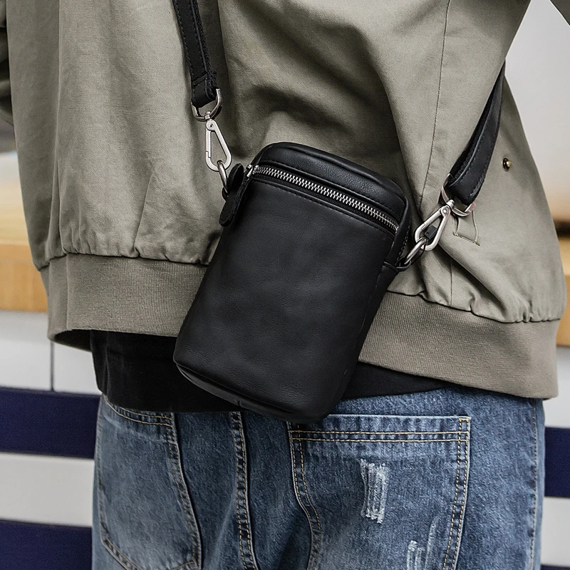 Men's Leather Messenger Bag Men Street Shoulder Bag Tide Bag Mobile Phone Bag Soft Leather Casual Small Crossbody Bags