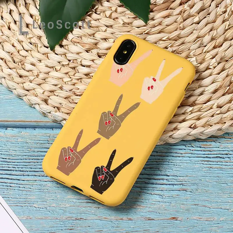 

Fashion Colorful hands victory Phone Case Candy Color for iPhone 11 12 mini pro XS MAX 8 7 6 6S Plus X SE 2020 XR