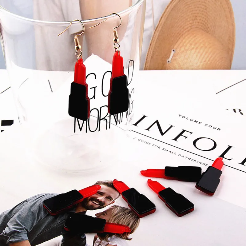 Корейские уличные личность DIY серьги красный маленький кулон для помады lovely girl