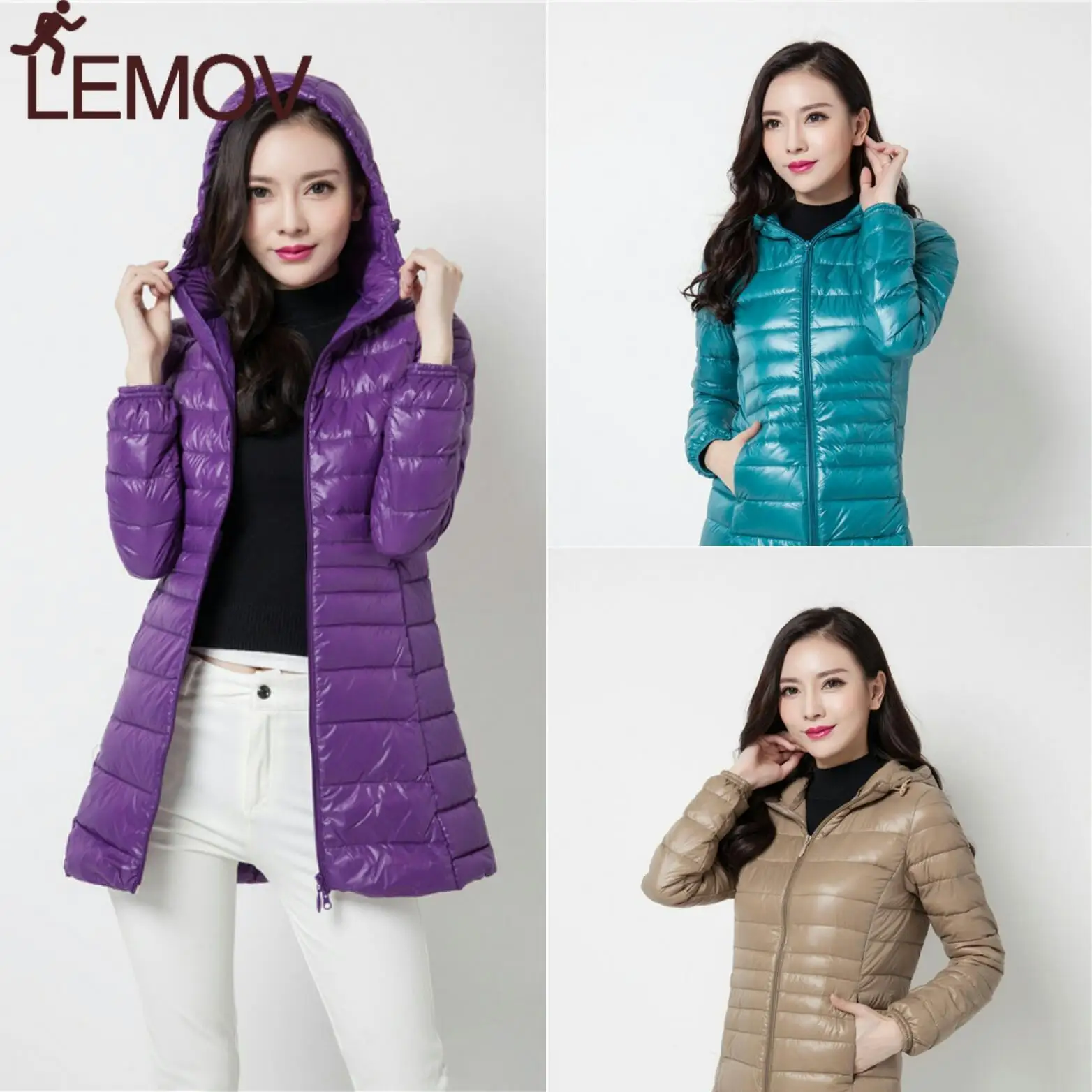 Оптовая продажа 2018 белый утиный пух 90% ультралегкий пуховик средней длины