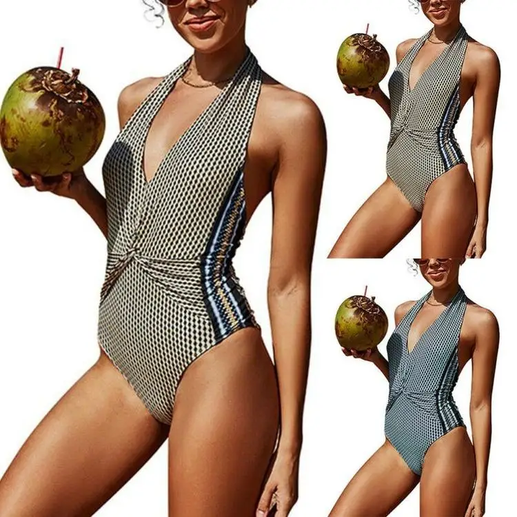 

One Piece Swimsuit Womens Sexy Halter Monokini Backless Swimsuit Bathing Beachwear One Piece Bikini