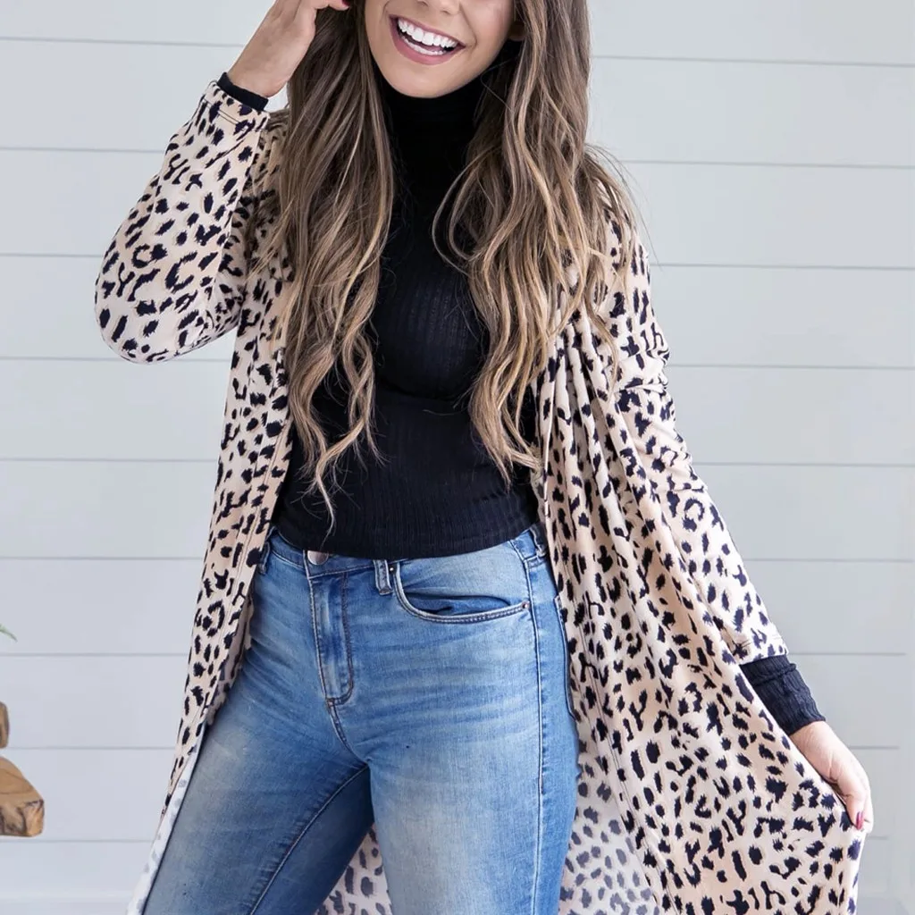 Пальто для женщин модный Повседневный пуловер с леопардовым принтом женский