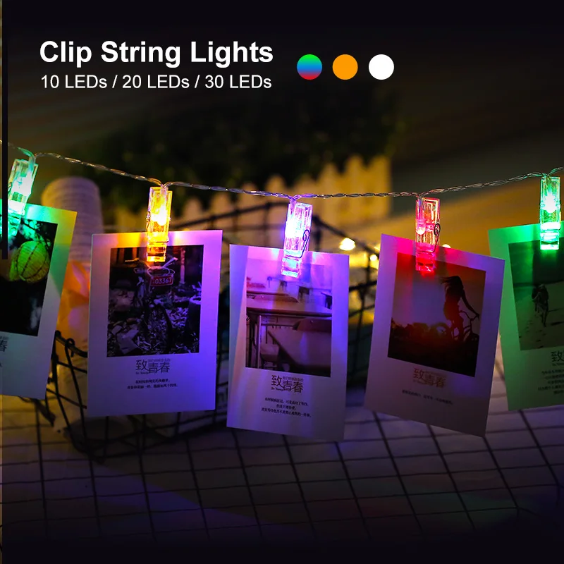 1.5M 2M 3M 4M Photo Clip Holder LED String lights For Christmas New Year Party Wedding Home Decoration Fairy Battery | Лампы и