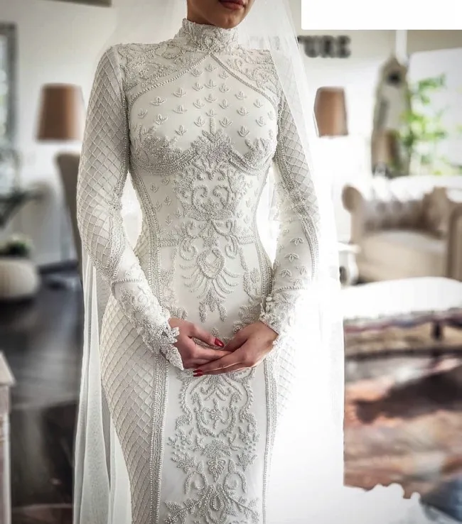Роскошное мусульманское свадебное платье русалки из Дубая 2020 Vestido de Noiva длинный