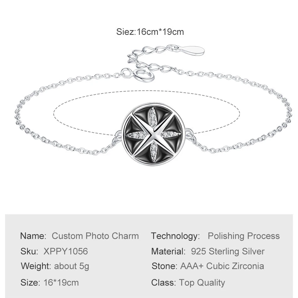 Распродажа Круглый Шарм 100% Стерлинговое Серебро 925 пробы CZ Кристалл звезда звено