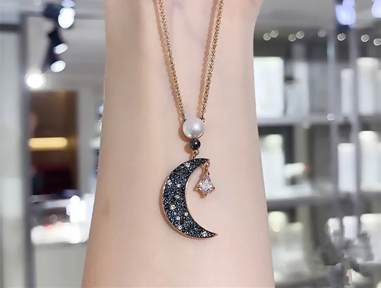Женское Ожерелье Swa 1:1 Moon длинная жемчужная подвеска Женская цепочка на ключицы