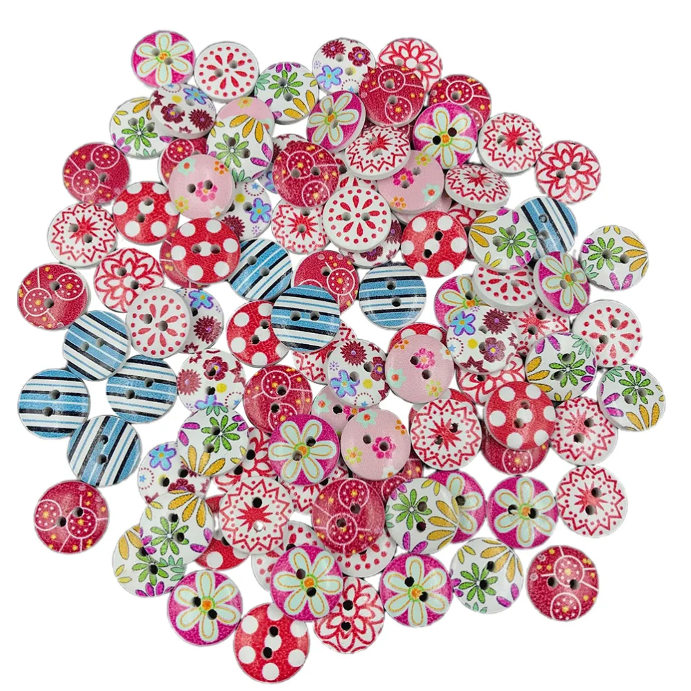 200 шт. цветная застежка для рисования деревянная кнопка Креативные Круглые