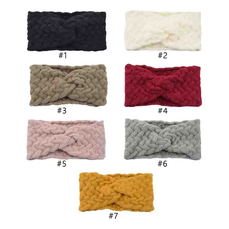 

New Solid Crochet Hairband Twist Headband Knitting Woolen Headbands Winter Bohemia Weaving Cross Headbands Handmade Hairbands