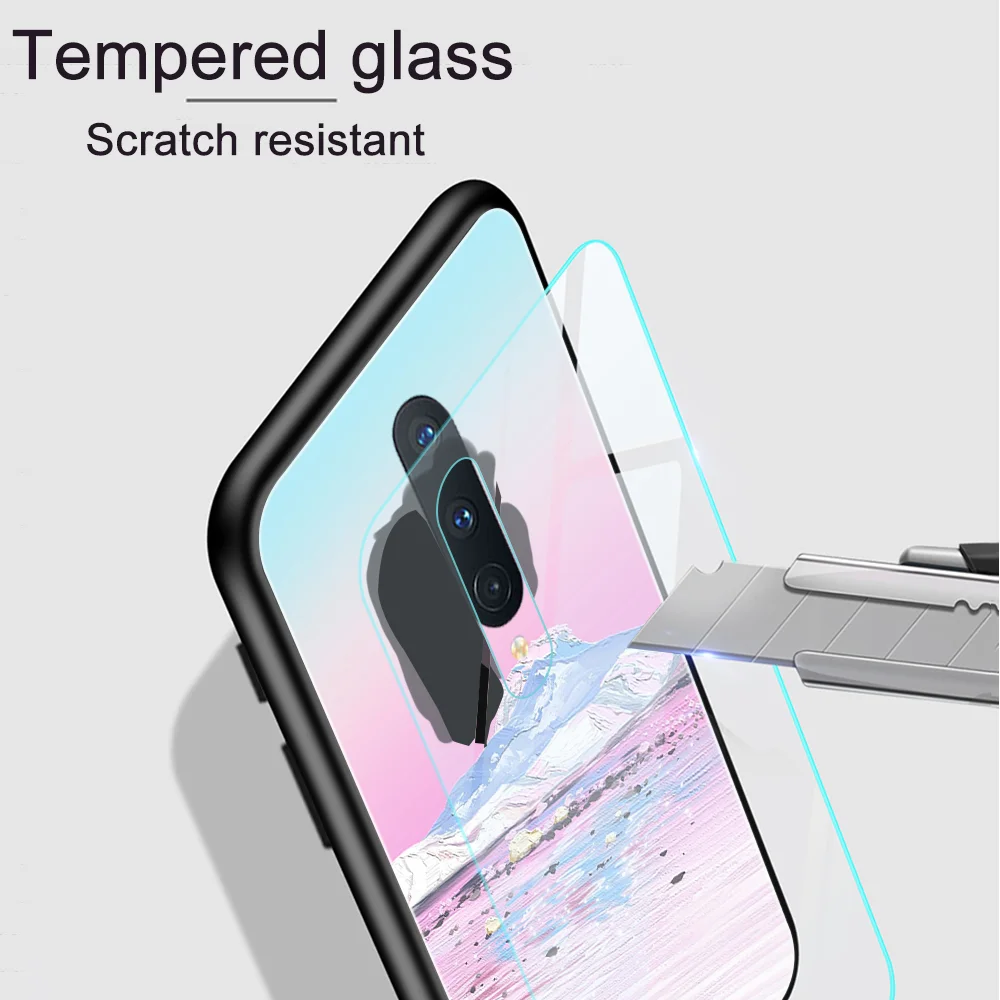 hand painted sky phone case for oneplus 9 8 pro 8t 7t 7 pro nord glass phone cases for one plus 8 8pro 17 17t 18t cover funda free global shipping
