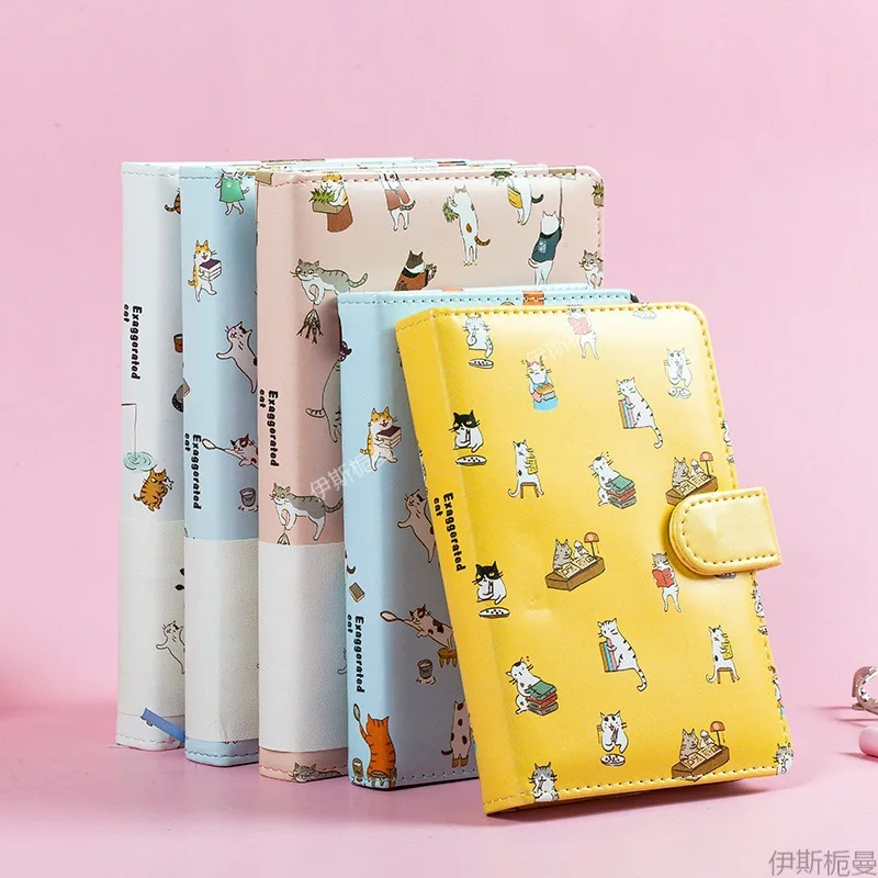 

Creative stationery, Ukiyo cat language notepad Creative cartoon magnetic buckle notebook color page hand account book