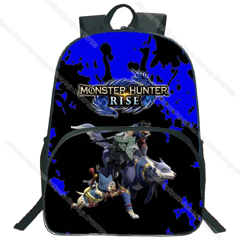 

Студенческий Рюкзак Monster Hunter Rise, детские школьные ранцы с мультипликационным рисунком аниме, Детский рюкзак для мальчиков и девочек, дорожн...