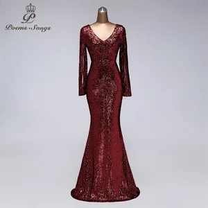 Женское вечернее платье с блестками, платье конфетных цветов с длинным рукавом для выпускного вечера