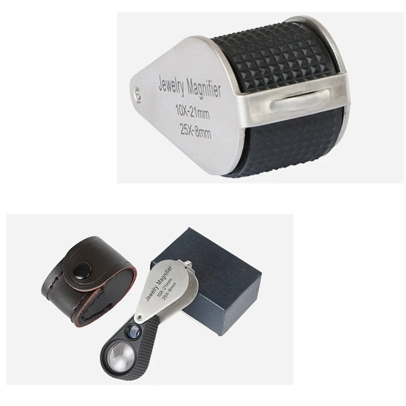 

Jeweler Magnifier 10X and 25X Magnification Jewelers Loupes Portable Foldable for Inspecting Diamonds Gemstones Watches
