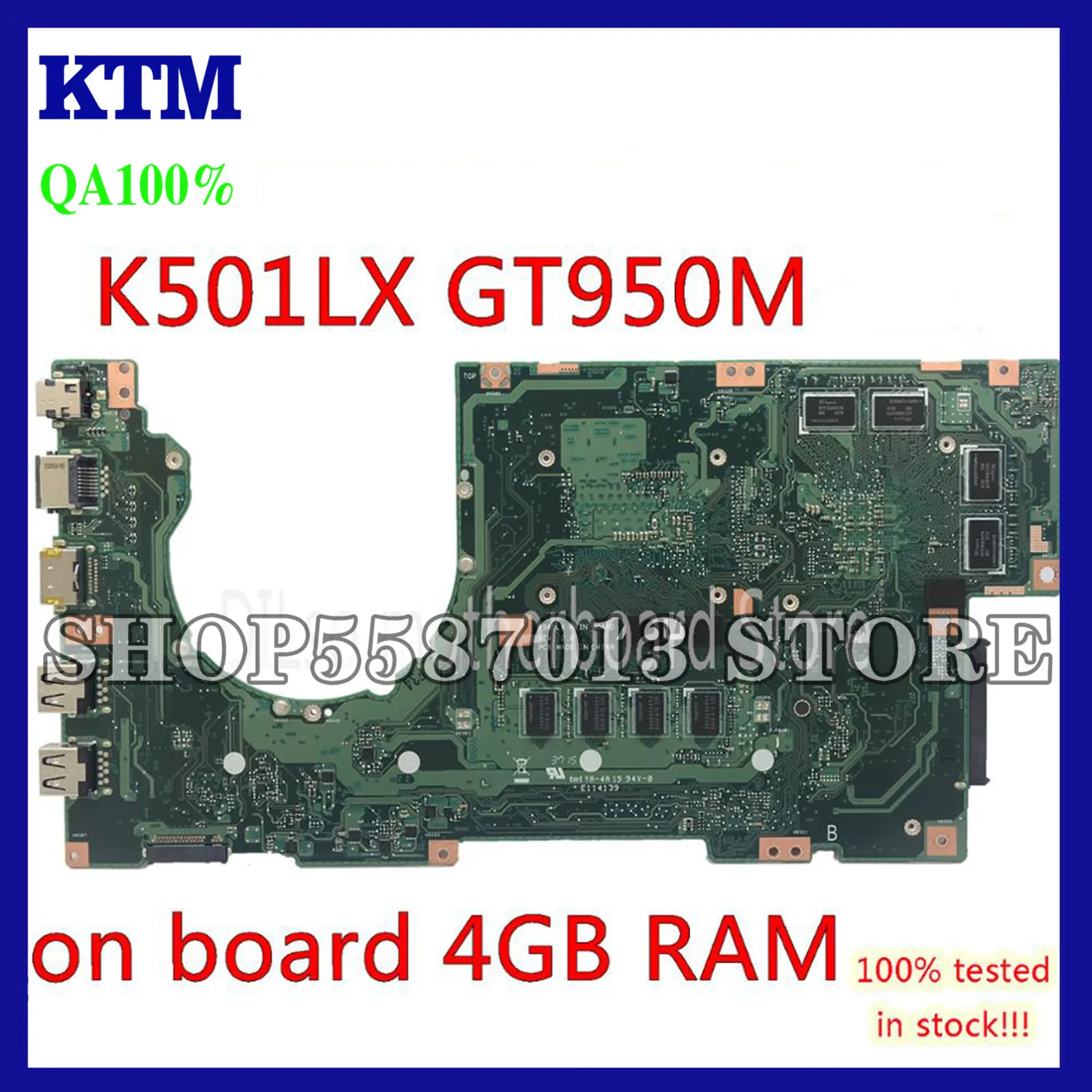 

KEFU K501LX for ASUS K501LN K501LB A501L K501L V505L mainboard I7-5500U 4G RAM GTX950M motherboard Test work 100%