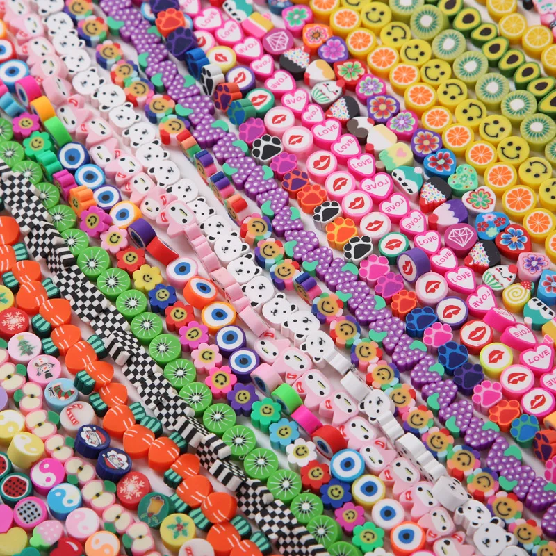 

40pcs/String Smiley Animal Sunflower Fruit Shape Spacer Polymer Clay Beads ​For DIY Jewelry Making Handmade Bracelet Accessories