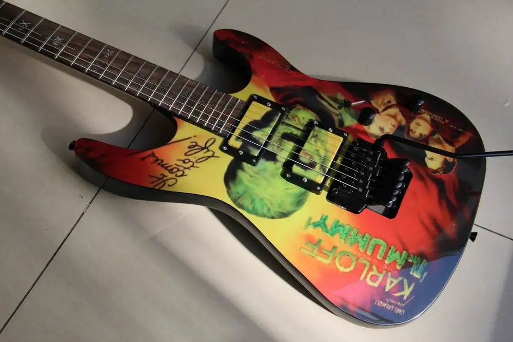 Оптовая продажа партиями по 6 строка Электрогитары Одна деталь вырез черепа на