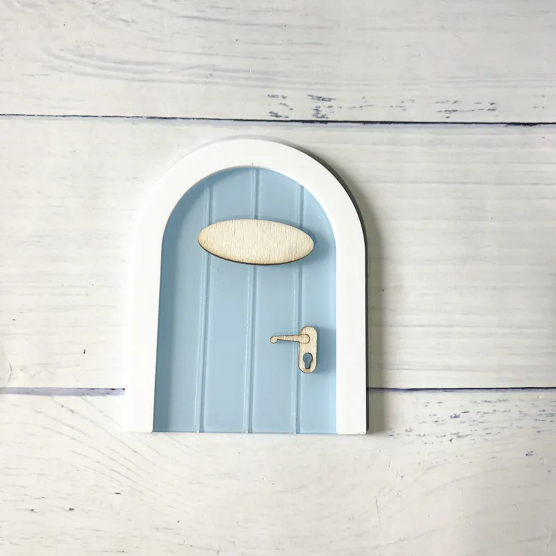 mini blue door Мини Арка ручной работы милый розовый Фея дверь мышь отверстие, миниатюрные деревянные двери с овсянкой и Персонализированная вывеска - Цвет: mini blue door
