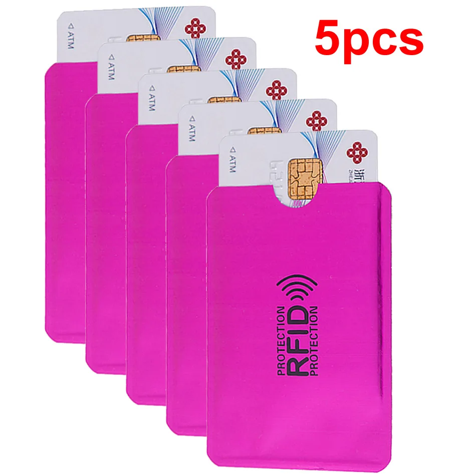 5pcs Анти Rfid кошелек Блокировка ридер замок банк держатель для карт Id банковский Чехол для карт металлический держатель для кредитных NFC алюминий 6*9,3 см - Цвет: 5pcs