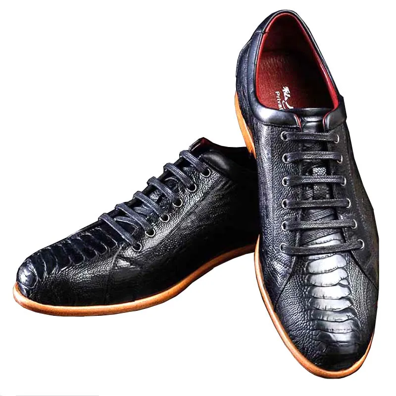 

ourui Real ostrich leather shoes for men casual ostrich leather shoes with leather lacing and single shoes for men ostrich shoes