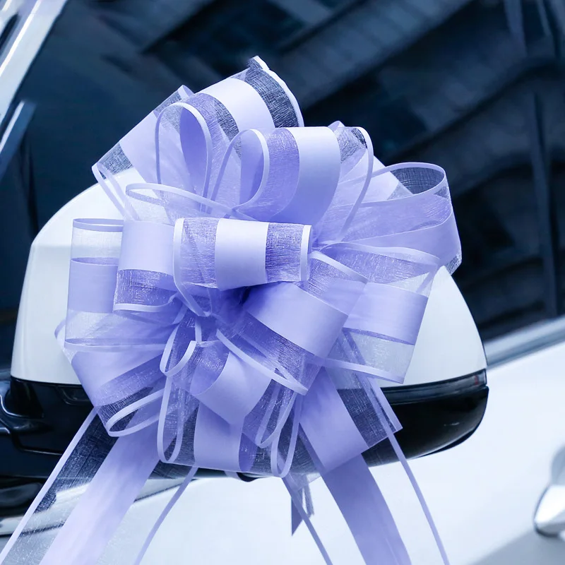 

10pcs White/silver/pink Extra large snow yarn Pull Bow ribbon for Gift Packing Party festive Wedding Car door handle Decoration