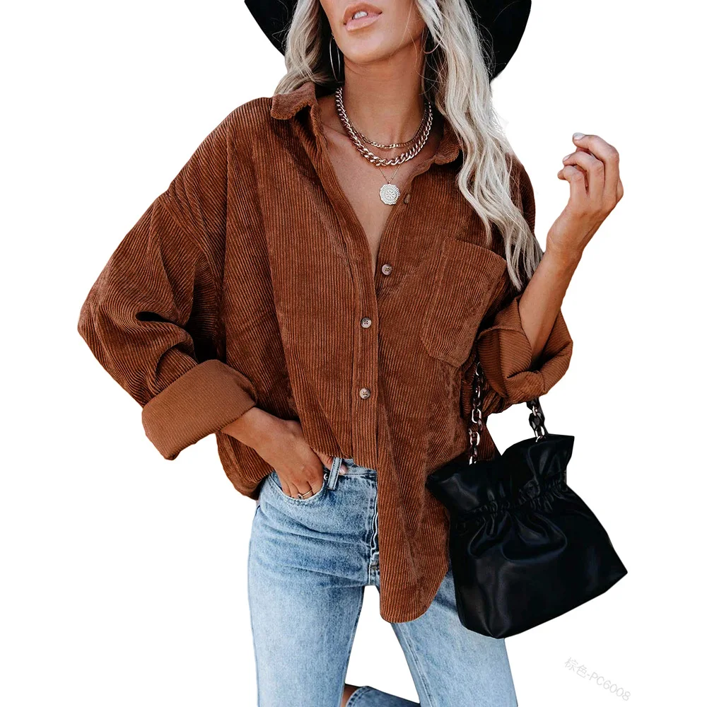 

Mandylandy Shirt Summer Long Sleeve Single Breasted Cardigan Turn-down Collar Shirt Coat Women's Casual Solid Color Loose Shirt