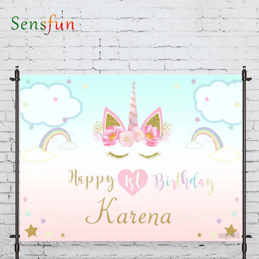 Виниловый фон для фотосъемки LEVOO с изображением единорога радуги облака детей