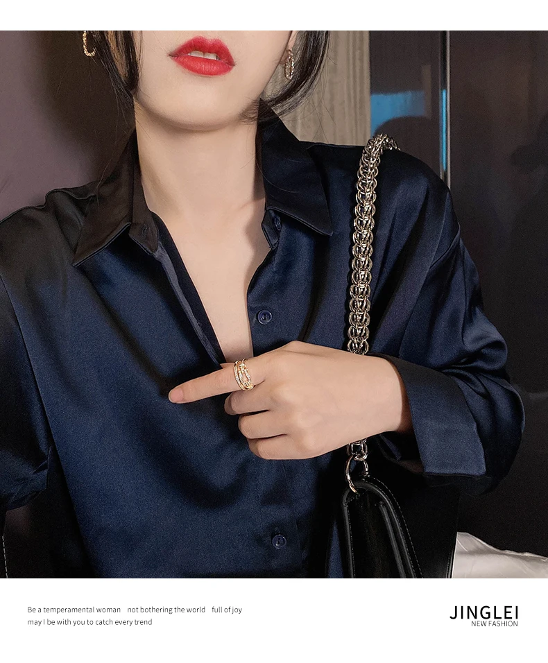

2021 NEW Fashion Gothic Gold Double Clasp Open Rings For Woman Luxury Unusual Index Finger Jewelry Party Girl's Sexy Ring