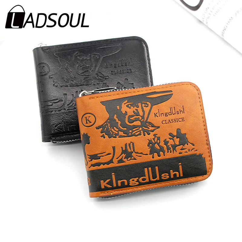 LADSOUL новинка модные мужские кошельки портрет и 100 долларов с узором для кредитных