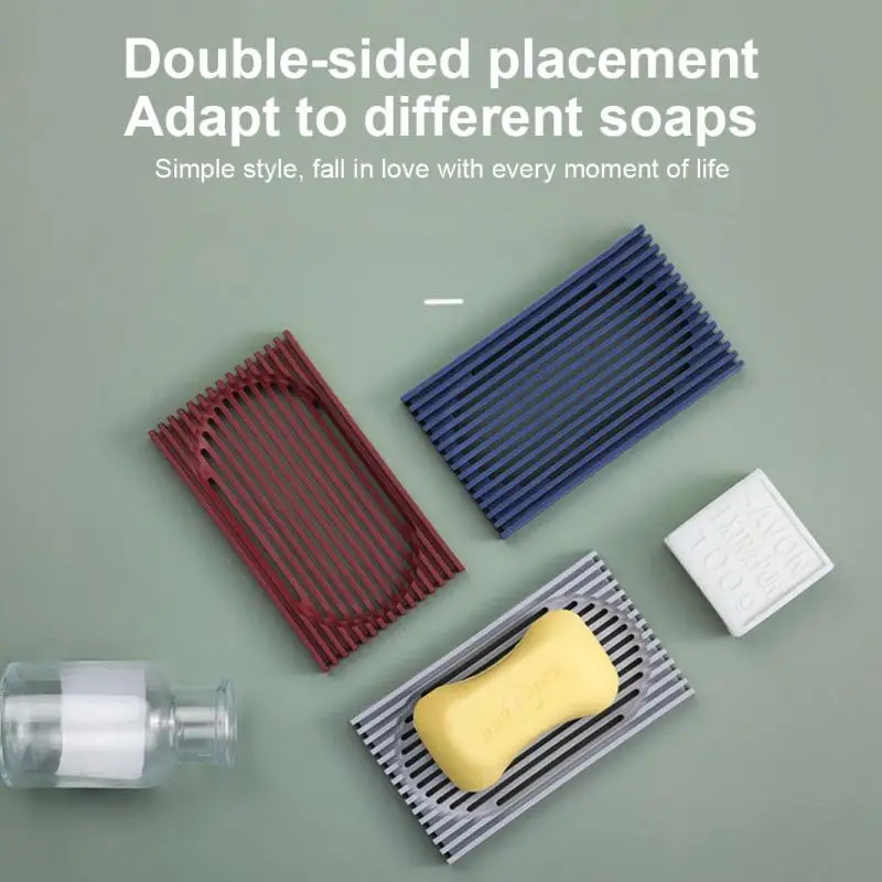 

Soap Dishes TPR Creative Soap Box Drain Rack Soap Holder Box Bathroom Supplies Shower Storage Box Non-slip Soap Dish Gadgets