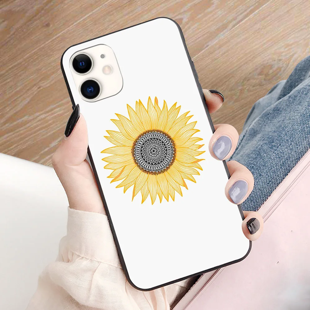 

Golden Mandala Sunflower soft TPU border phone case for iphone 11PRO 11PROMAX 11 X XS XR XSMAX 6 plus 7 7plus 8 8plus cover