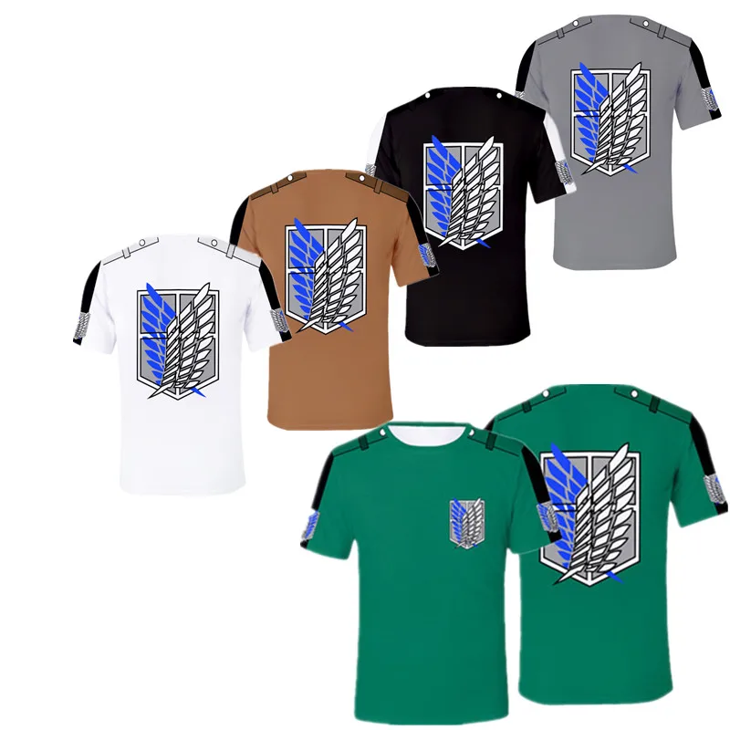 

2021 New Cool T-shirt Anime Attack On Titan Cosplay EREN MIKASA ARMIN Printing Men Women Short Sleeves Summer Casual Daily Tops