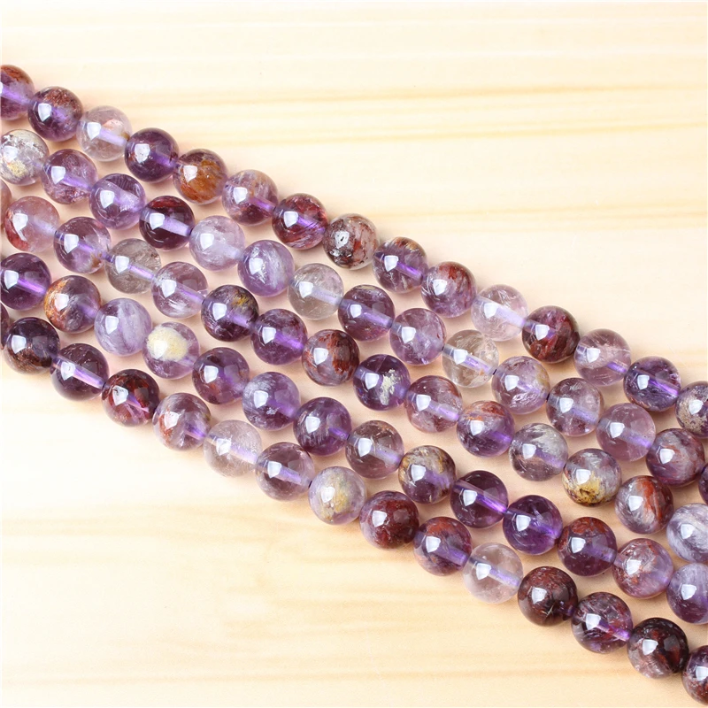 

Purple Ghost 4/6/8/10/12mm Natural Gem Stone Polished Smooth Round Beads For Jewelry Making DIY Bracelets
