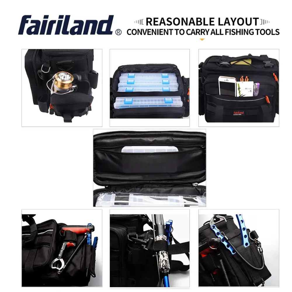 Большая сумка для рыбалки черная хаки зеленая на плечо рыболовной снасти