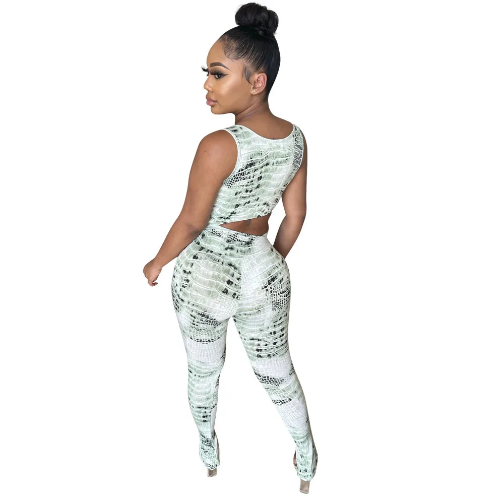 

2021 European and American Women's Clothing Sexy Trend Foreign Trade Style Lady Sexy Printed Jumpsuit