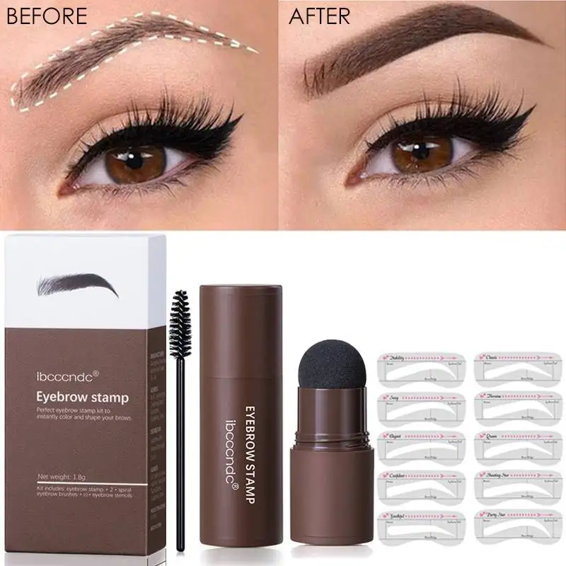 

1Set Eyebrow Stamp Stencil Kit Eye Brow Stencil Stamp Kit Waterproof Long Lasting Eyebrow Enhancers Brow Powder Stamp Dropship