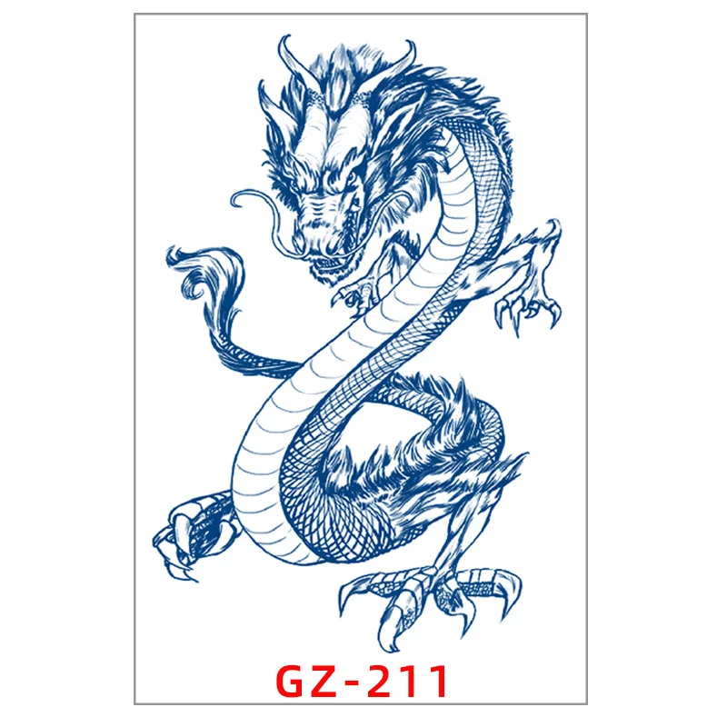 Имитация татуировки китайского дракона большого размера водостойкая Временная