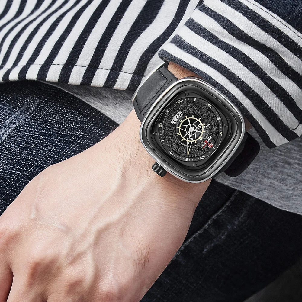 KADEMAN новые модные квадратные мужские часы Аналоговые кварцевые наручные 30 м