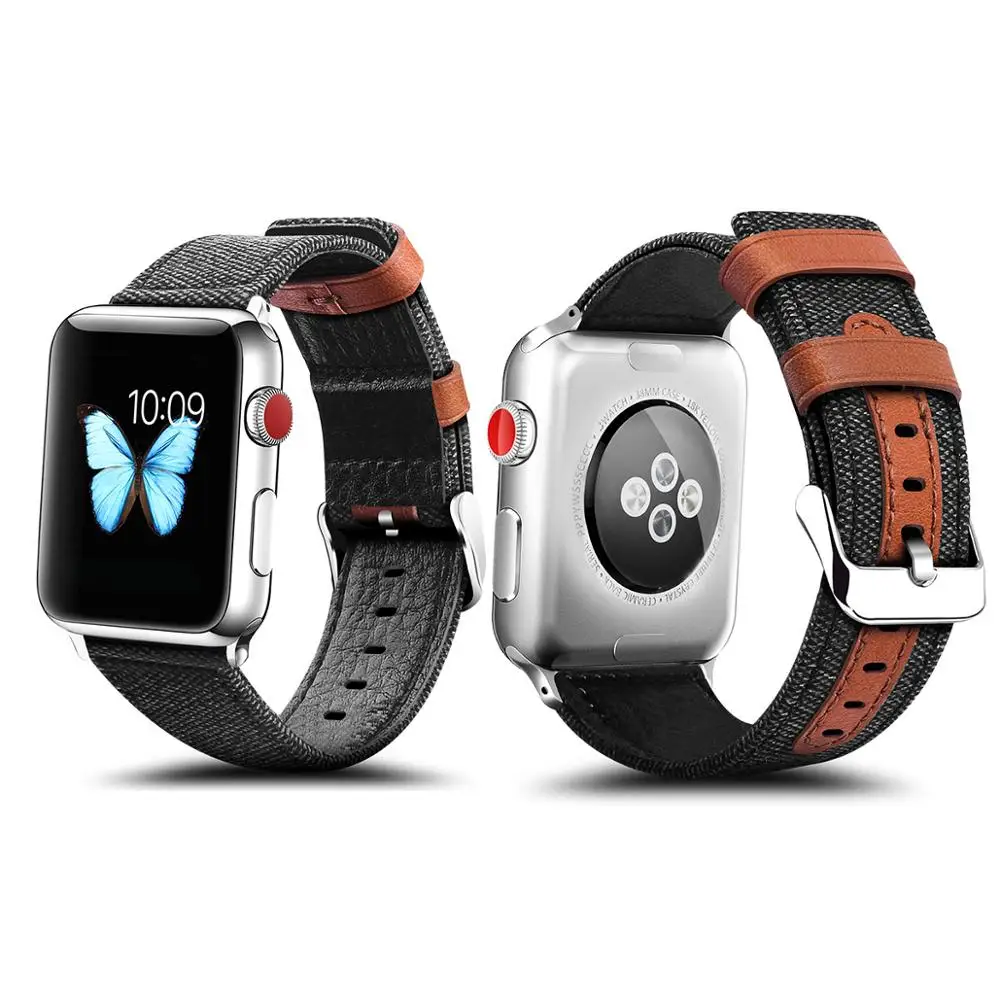 Ремешок тканевый для Apple Watch 6 SE кожаный браслет iWatch Series 1 2 3 4 5 38 мм 40 42 44 мм|Ремешки