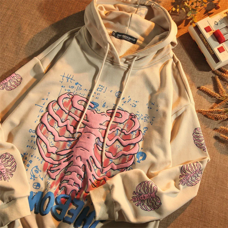 

2021 Autumn New Korean Loose Headgear Long Sleeve Top Leisure Trend Personalized Printed Hoodie Jacket