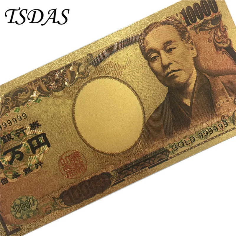 100 шт./лот 10000 иен золотые разноцветные двойные дизайнерские японские банкноты 24K